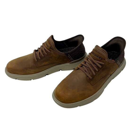 Skechers Mens Slip-Ins Casual Shoes Brown Leather Size 7.5 - Picture 2 of 10